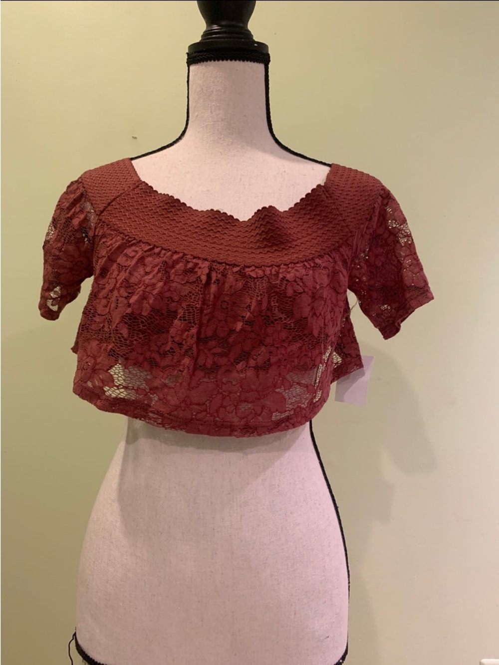 Charlotte Russe Burgundy Lace Crop Top